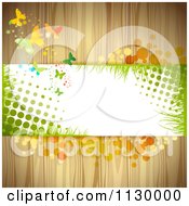Clipart Of A Background Of Butterflies Dots And Halftone On Wood Royalty Free Vector Illustration