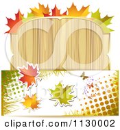 Poster, Art Print Of Background Of Autumn Leaves Halftone And A Wood Sign