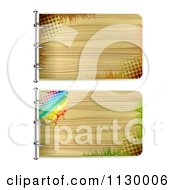 Poster, Art Print Of Two Wooden Signs With Halftone Grass And A Rainbow
