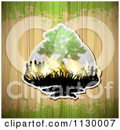 Poster, Art Print Of Tree With Flames On Wood With Green Grunge