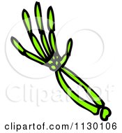 Cartoon Of Green Human Arm And Hand Bones Royalty Free Vector Clipart by lineartestpilot