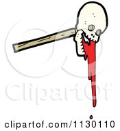 Cartoon Of A Bloody Skull On A Stick Royalty Free Vector Clipart
