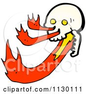 Cartoon Of A Human Skull With Flames 5 Royalty Free Vector Clipart