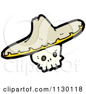 Cartoon Of A Skull Wearing A Sombrero Hat 1 Royalty Free Vector Clipart