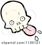 Cartoon Of A Skull With A Pink Tongue 1 Royalty Free Vector Clipart