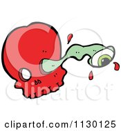 Cartoon Of A Red Skull With An Eye Popping Out Of A Socket 2 Royalty Free Vector Clipart by lineartestpilot
