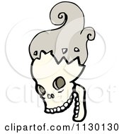 Cartoon Of A Laughing Skull With Smoke Royalty Free Vector Clipart