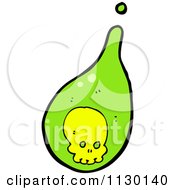 Cartoon Of A Green Skull Droplet Royalty Free Vector Clipart by lineartestpilot