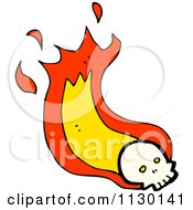 Cartoon Of A Human Skull With Flames 10 Royalty Free Vector Clipart