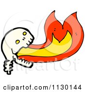 Cartoon Of A Human Skull With Flames 11 Royalty Free Vector Clipart