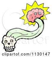 Cartoon Of A Brain Bursting From A Skull 2 Royalty Free Vector Clipart by lineartestpilot