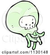 Cartoon Of A Green Skull Ghost 3 Royalty Free Vector Clipart by lineartestpilot