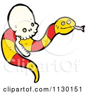 Cartoon Of A Skull With A Snake 2 Royalty Free Vector Clipart by lineartestpilot