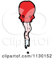 Cartoon Of A Red Skull With A Tongue 1 Royalty Free Vector Clipart