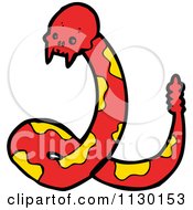 Cartoon Of A Red Skull Snake 1 Royalty Free Vector Clipart by lineartestpilot