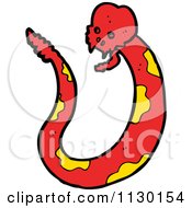 Cartoon Of A Red Skull Snake 2 Royalty Free Vector Clipart by lineartestpilot