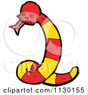 Cartoon Of A Red Skull Snake 3 Royalty Free Vector Clipart by lineartestpilot