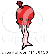 Cartoon Of A Red Skull With A Tongue 2 Royalty Free Vector Clipart