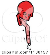 Cartoon Of A Red Skull With A Tongue 3 Royalty Free Vector Clipart