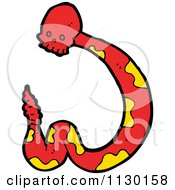 Cartoon Of A Red Skull Snake 4 Royalty Free Vector Clipart