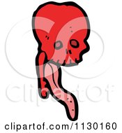 Cartoon Of A Red Skull With A Tongue 4 Royalty Free Vector Clipart