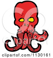 Cartoon Of A Red Skull With Tentacles 1 Royalty Free Vector Clipart