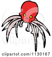 Cartoon Of A Red Skull With Creepy Legs 1 Royalty Free Vector Clipart