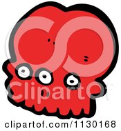 Cartoon Of A Three Eyed Red Skull Royalty Free Vector Clipart