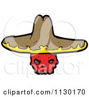 Cartoon Of A Red Skull With A Sombrero Hat Royalty Free Vector Clipart