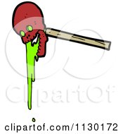 Cartoon Of A Red Skull On A Stick 3 Royalty Free Vector Clipart