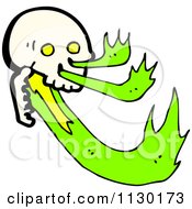 Cartoon Of A Human Skull With Green Flames 3 Royalty Free Vector Clipart
