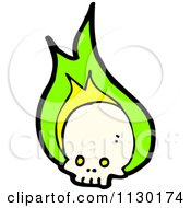 Human Skull With Green Flames 4