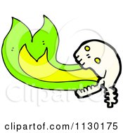 Cartoon Of A Human Skull With Green Flames 5 Royalty Free Vector Clipart