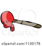 Cartoon Of A Red Skull On A Stick 4 Royalty Free Vector Clipart