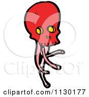 Cartoon Of A Red Skull With Tentacles 4 Royalty Free Vector Clipart