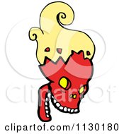 Cartoon Of A Red Skull With Yellow Matter Royalty Free Vector Clipart
