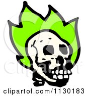 Human Skull With Green Flames 6