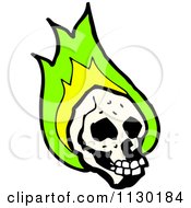 Human Skull With Green Flames 7