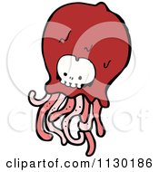 Cartoon Of A Red Skull With Tentacles 2 Royalty Free Vector Clipart