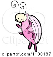 Cartoon Of A Pink Skull Bug Beetle 1 Royalty Free Vector Clipart by lineartestpilot