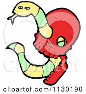 Cartoon Of A Snake And Red Skull 1 Royalty Free Vector Clipart by lineartestpilot