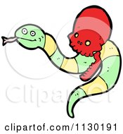 Cartoon Of A Snake And Red Skull 2 Royalty Free Vector Clipart