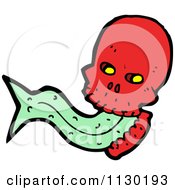 Cartoon Of A Red Skull With A Tongue 7 Royalty Free Vector Clipart