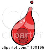 Cartoon Of A Red Skull Blood Drop 2 Royalty Free Vector Clipart