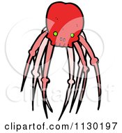 Cartoon Of A Red Skull With Creepy Legs 2 Royalty Free Vector Clipart