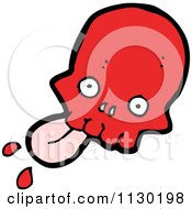 Cartoon Of A Red Skull With A Tongue 8 Royalty Free Vector Clipart