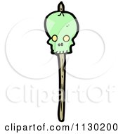 Cartoon Of A Green Skull On A Stick Royalty Free Vector Clipart