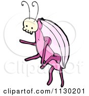 Cartoon Of A Pink Skull Bug Beetle 2 Royalty Free Vector Clipart by lineartestpilot