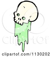 Cartoon Of A Skull Spurting Green Goo 5 Royalty Free Vector Clipart by lineartestpilot