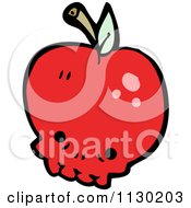 Cartoon Of A Red Skull Apple Royalty Free Vector Clipart